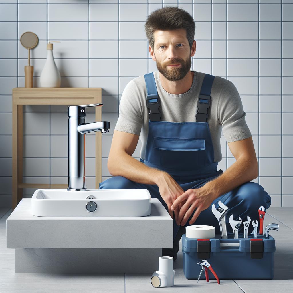 Plumber demonstrating smart faucet