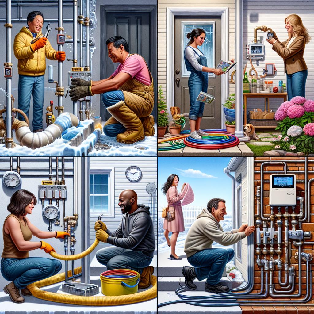 Seasonal plumbing maintenance illustration