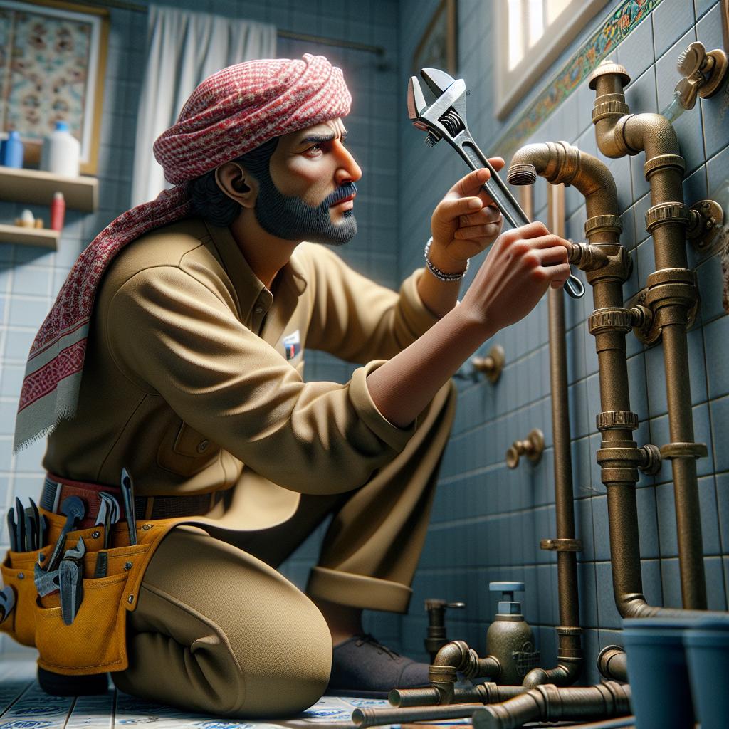 Man inspecting home plumbing