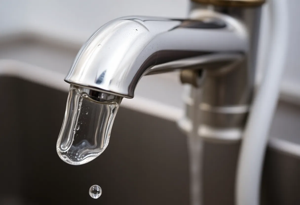 Leaky faucet close-up